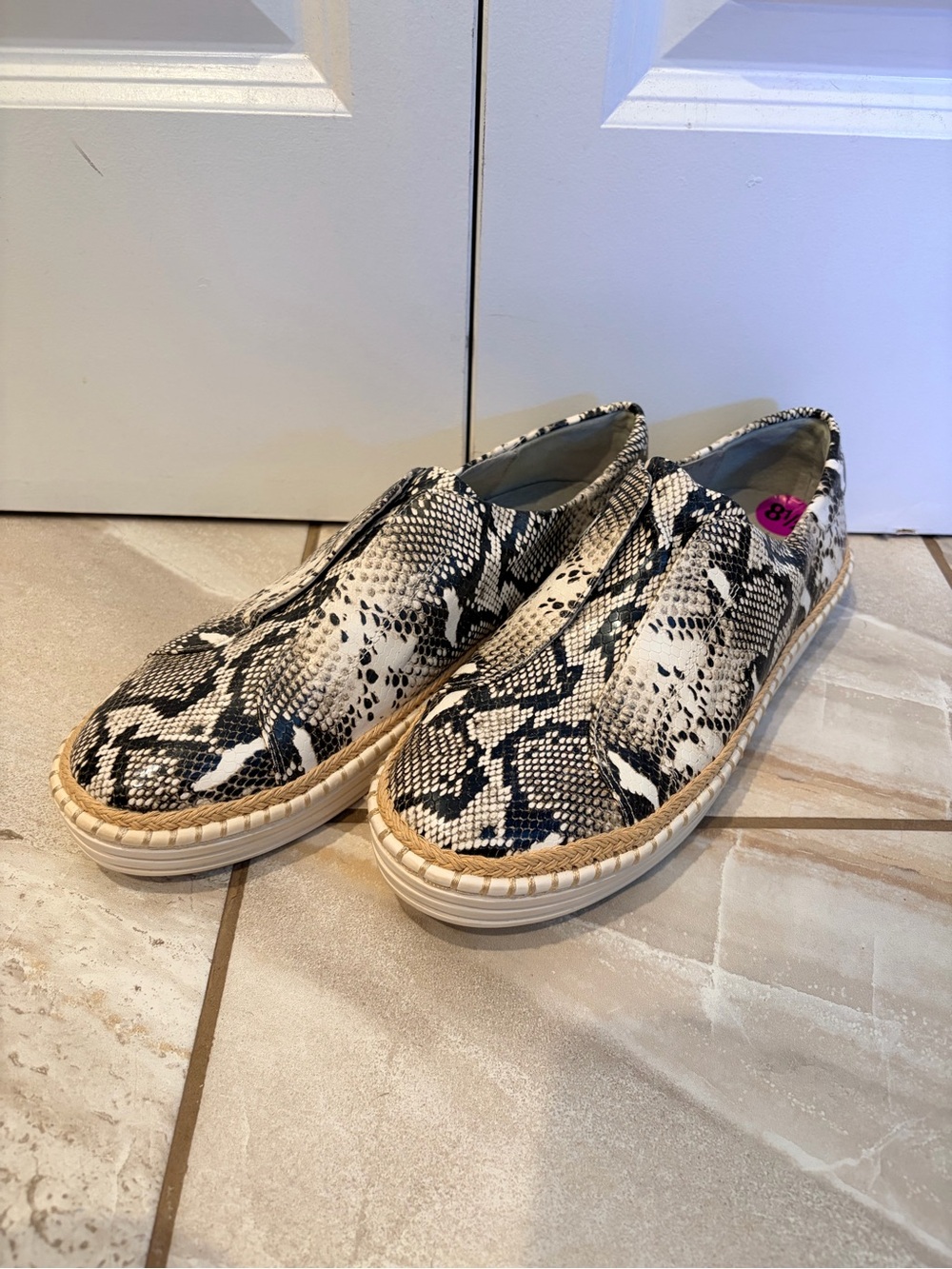 J Slides Black & White Snake-Print Slip-On Sneakers